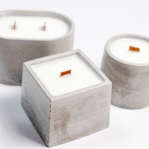 Handmade Candles with Cement Candleholders